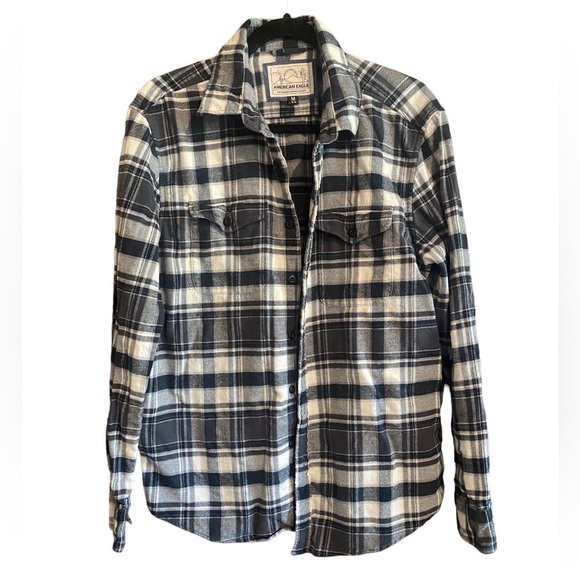 American Eagle 100% Cotton Plaid Flannel, Size M - Picture 5 of 6